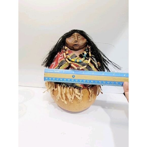 Signed Gourd Sculpture Kachina Sculpture Native American 10" By Kim Skeen - Picture 6 of 9